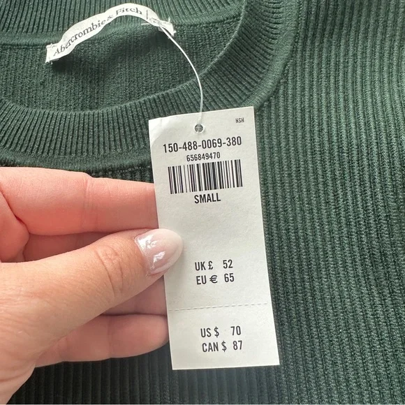 NWT💚 Abercrombie & Fitch Ottoman Crew Long Sleeve Thick Top - Picture 4 of 5